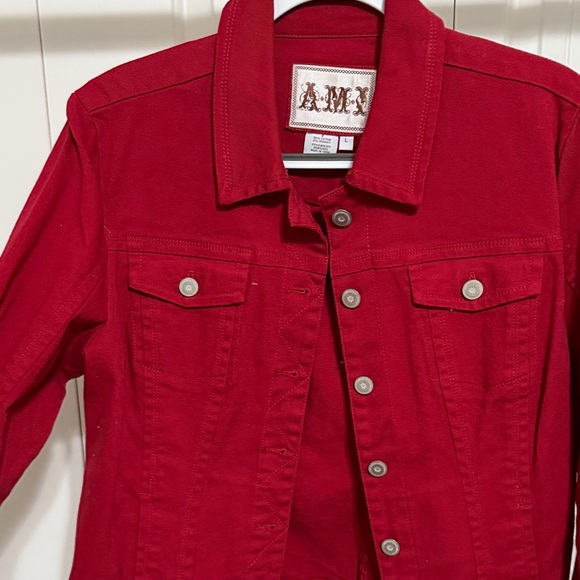 Ami Red Jean Jacket - Picture 10 of 12